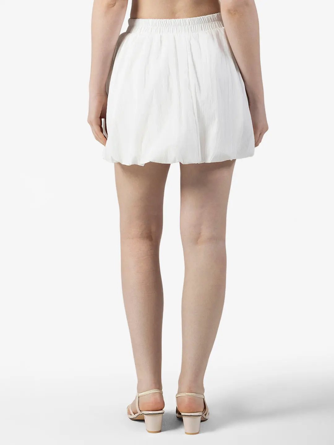Women's White Balloon Mini Skort