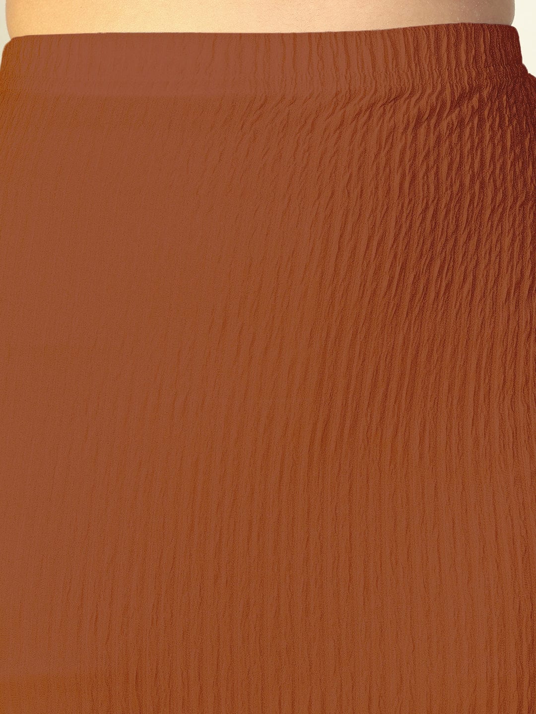 Women's Textured Rust One Shoulder Top with Skirt Co-Ords Set