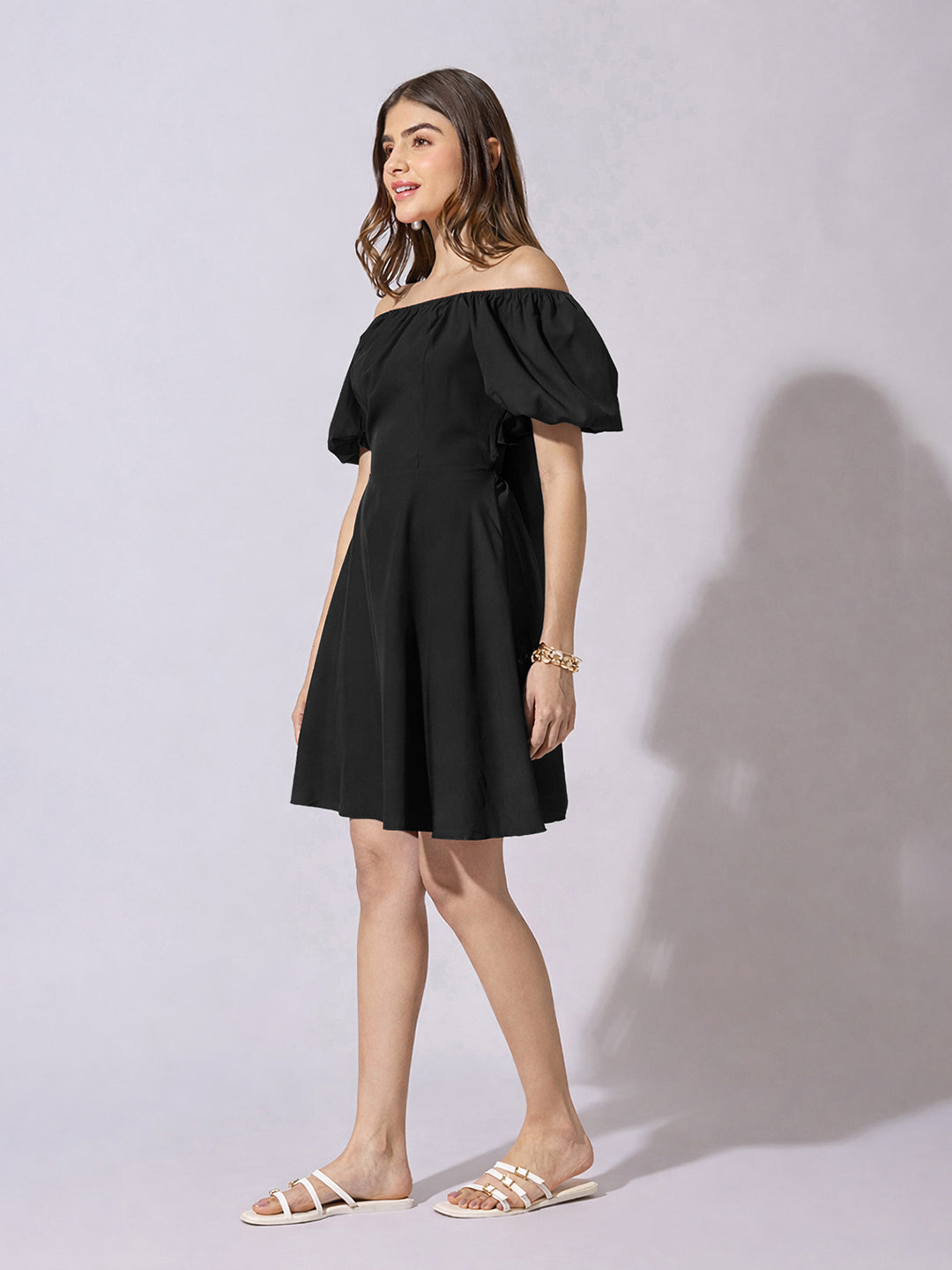 Women's Black Off Shoulder Mini Dress