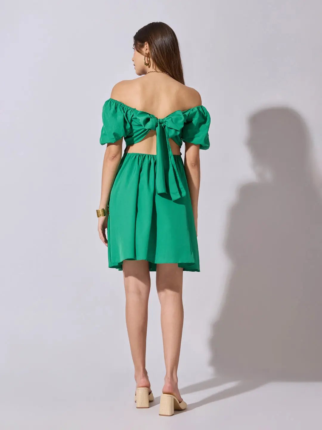 SHOWOFFFF Edition Women's Green Off Shoulder Mini Dress SHOWOFFFF Edition Women's Green Off Shoulder Mini Dress