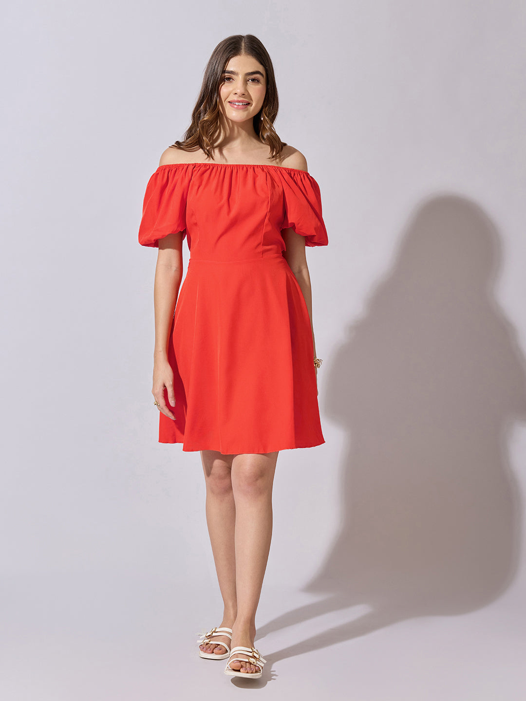 Women's Red Off Shoulder Mini Dress