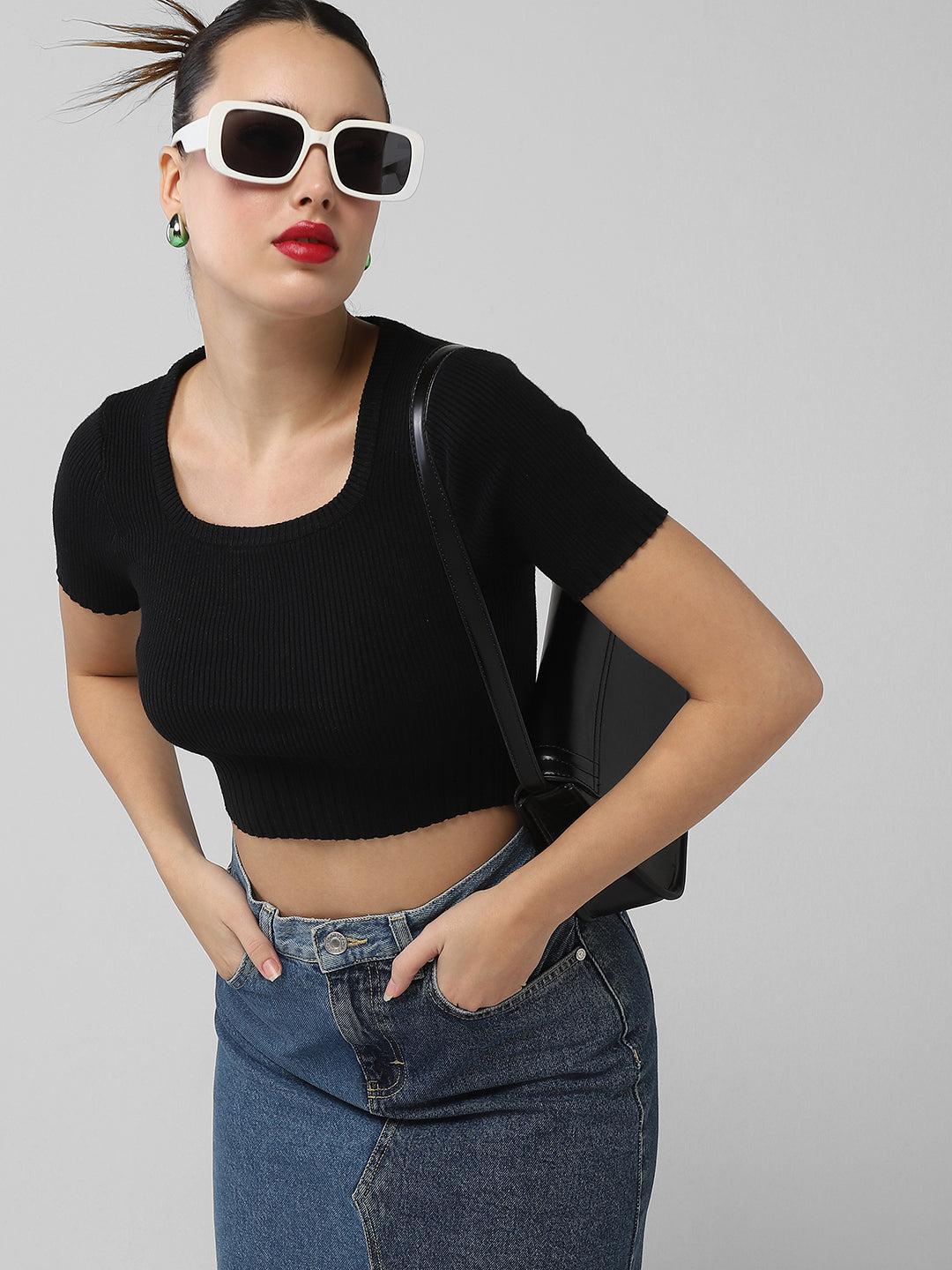 Women Black Solid Top