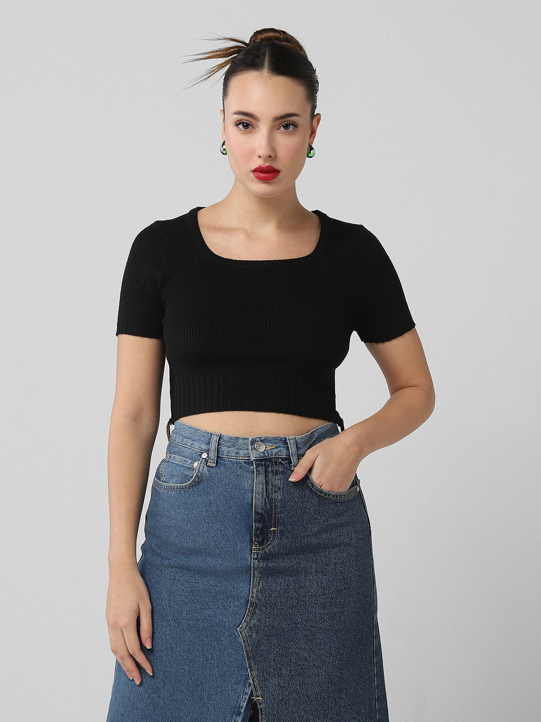 Women Black Solid Top