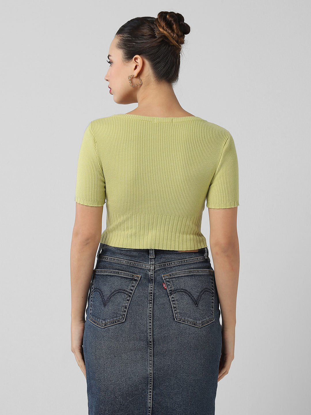 Women Green Solid Top