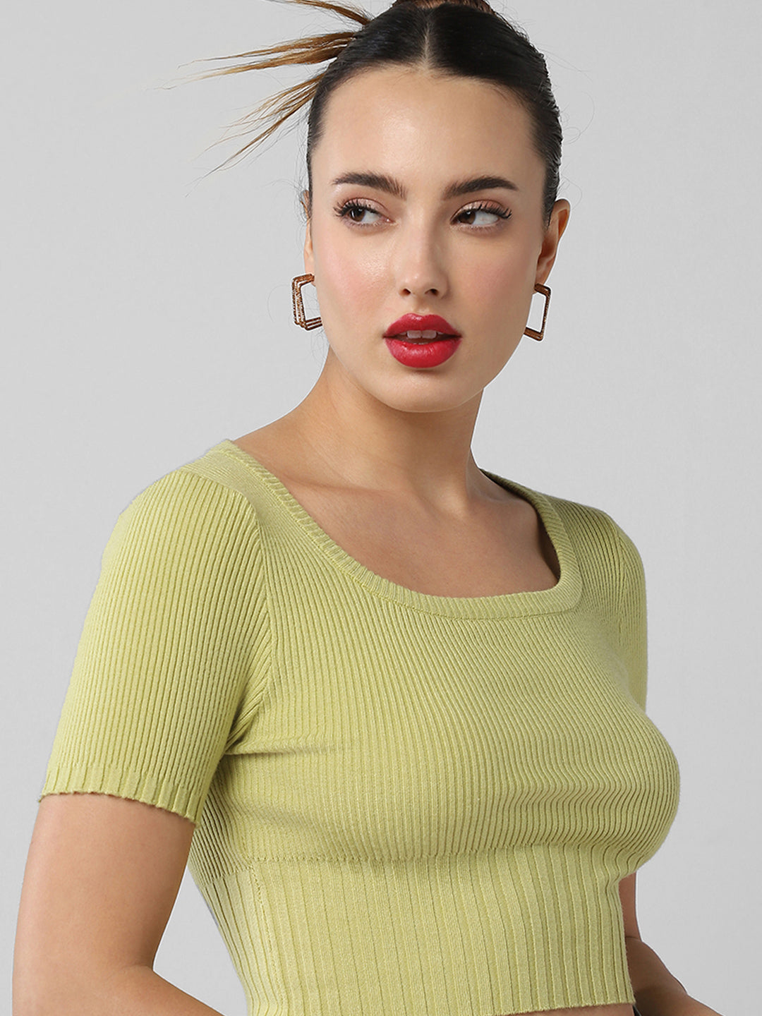 Women Green Solid Top