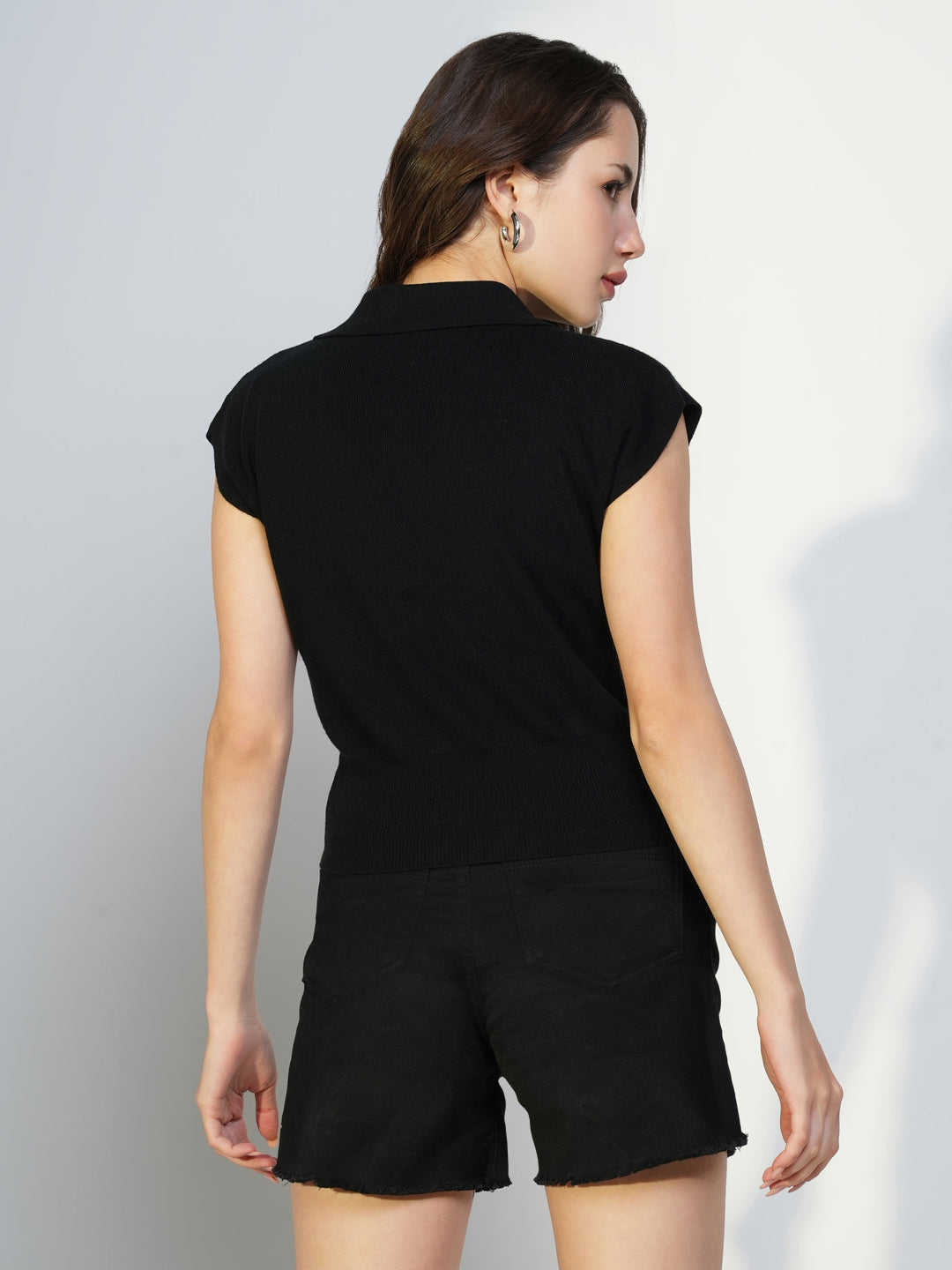 Women Black Solid Top