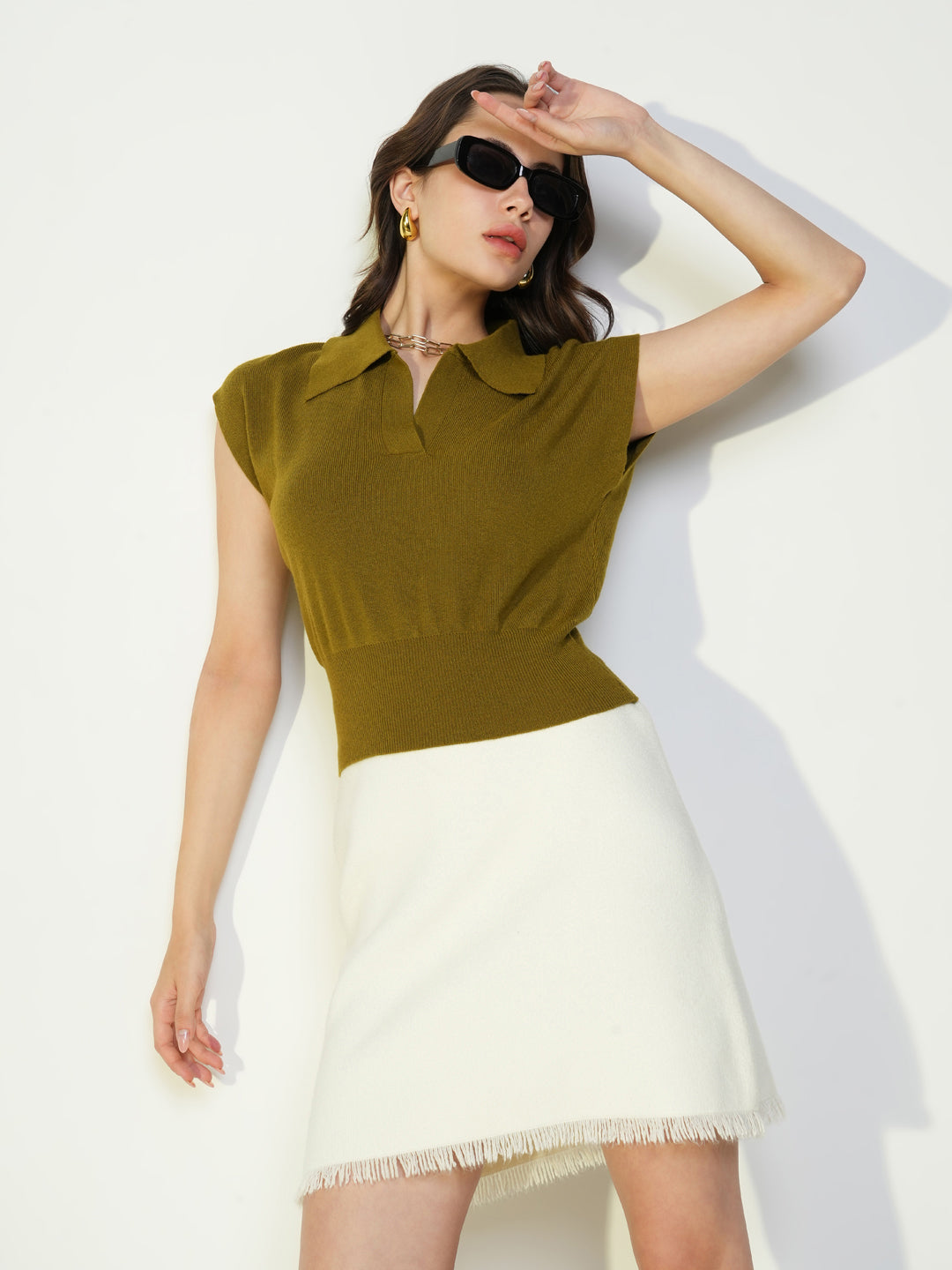 Women Olive Solid Top