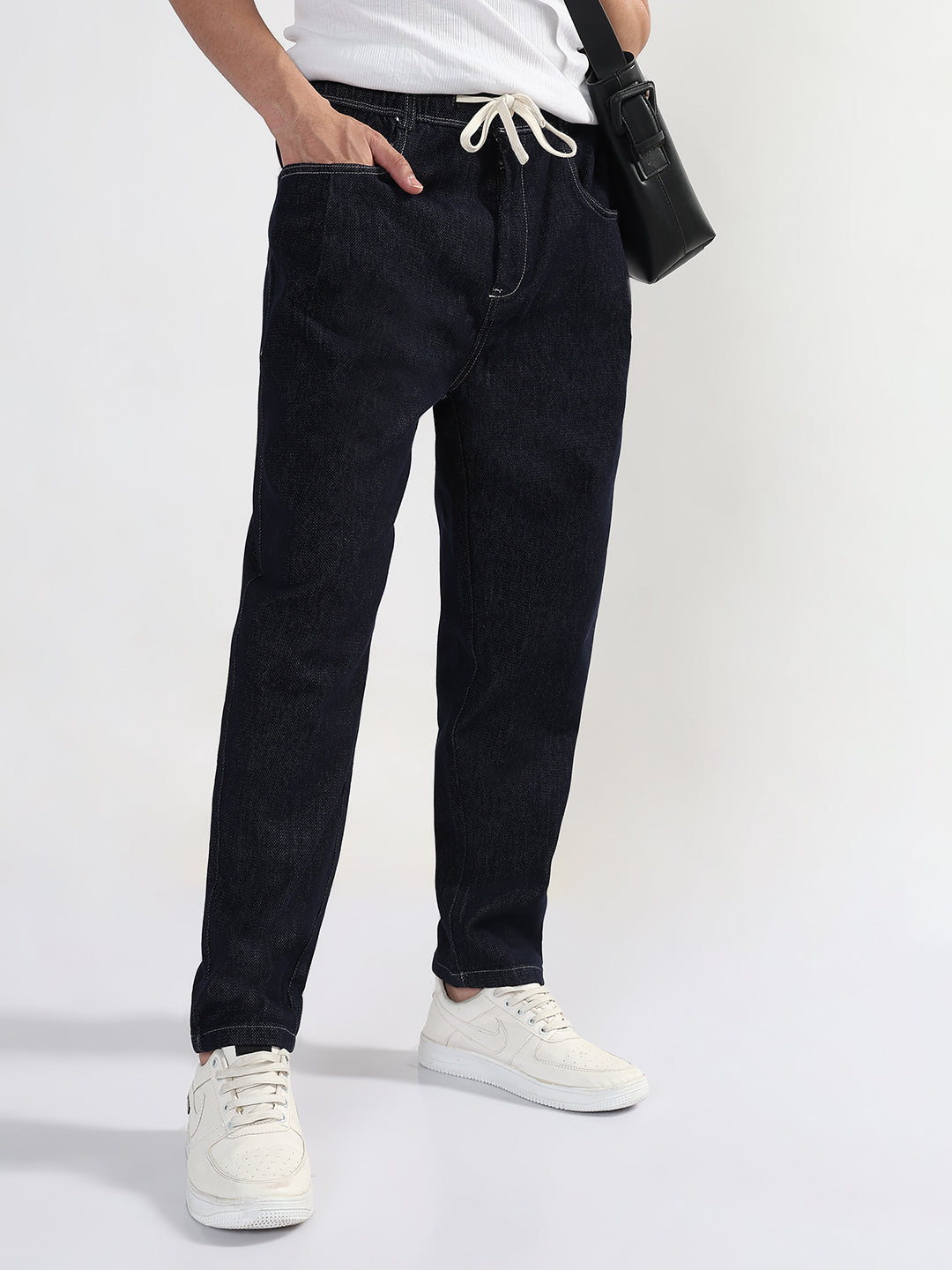 Men's Navy Blue Straight Fit Jeans
