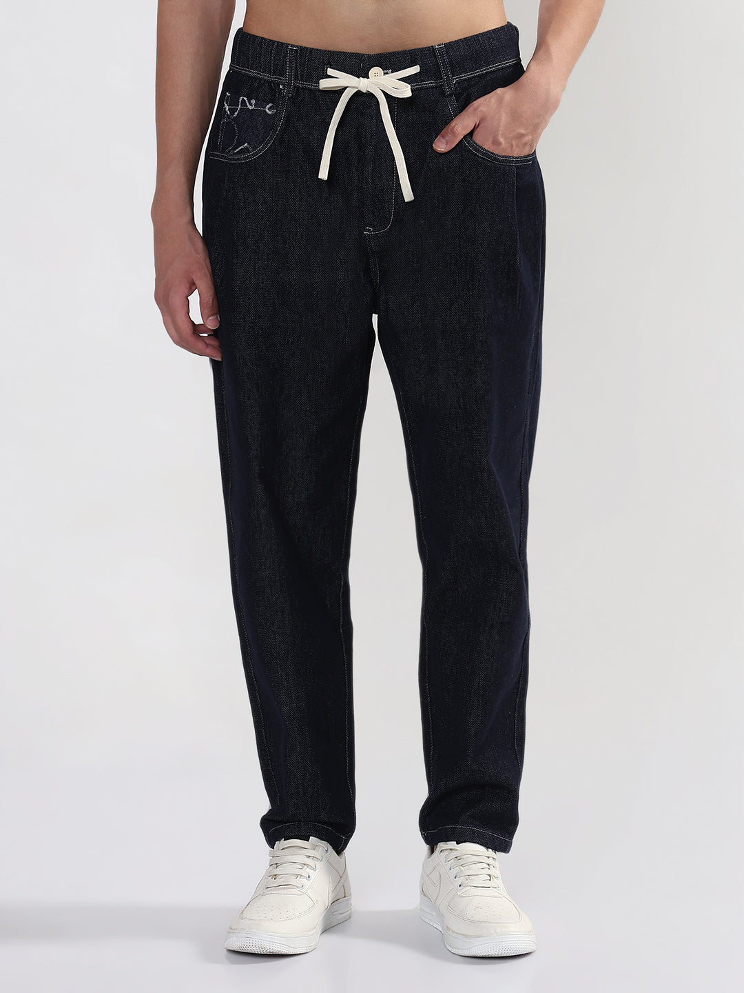 Men's Navy Blue Straight Fit Jeans