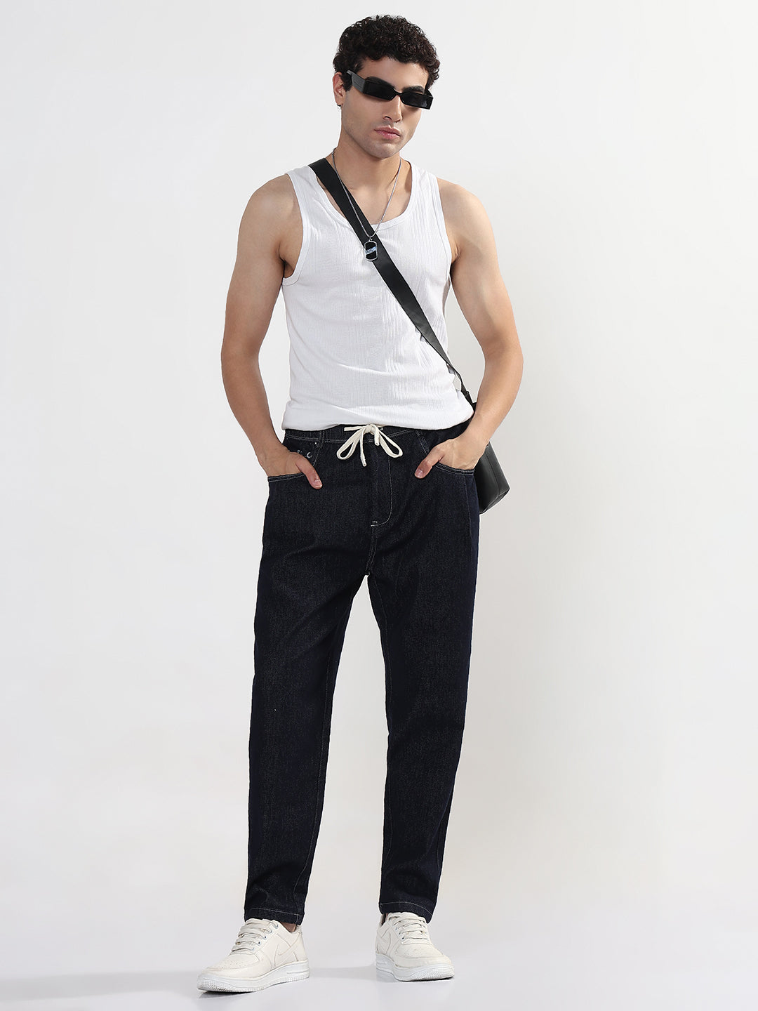 Men's Navy Blue Straight Fit Jeans