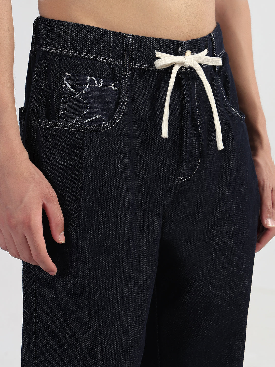 Men's Navy Blue Straight Fit Jeans