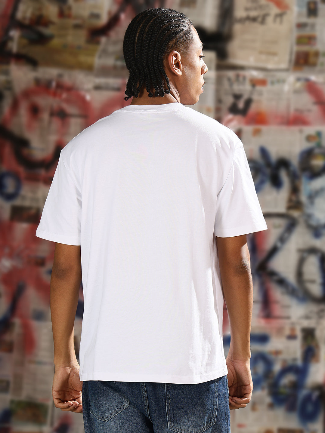 Men Casual White Typography T-Shirt