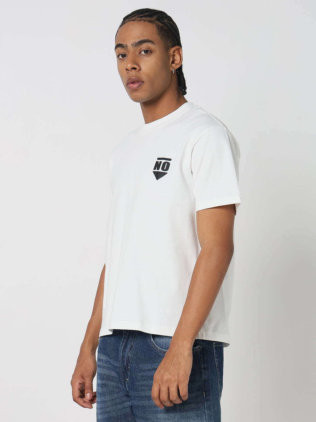 Men Casual White Graphic T-Shirt