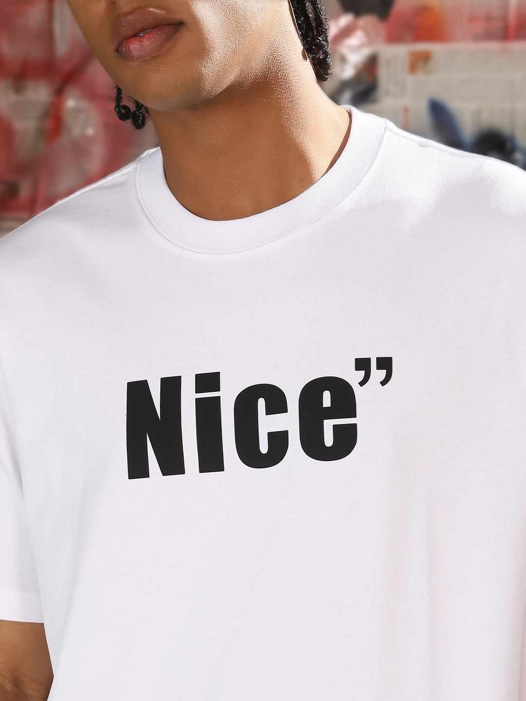 Men Casual White Typography T-Shirt