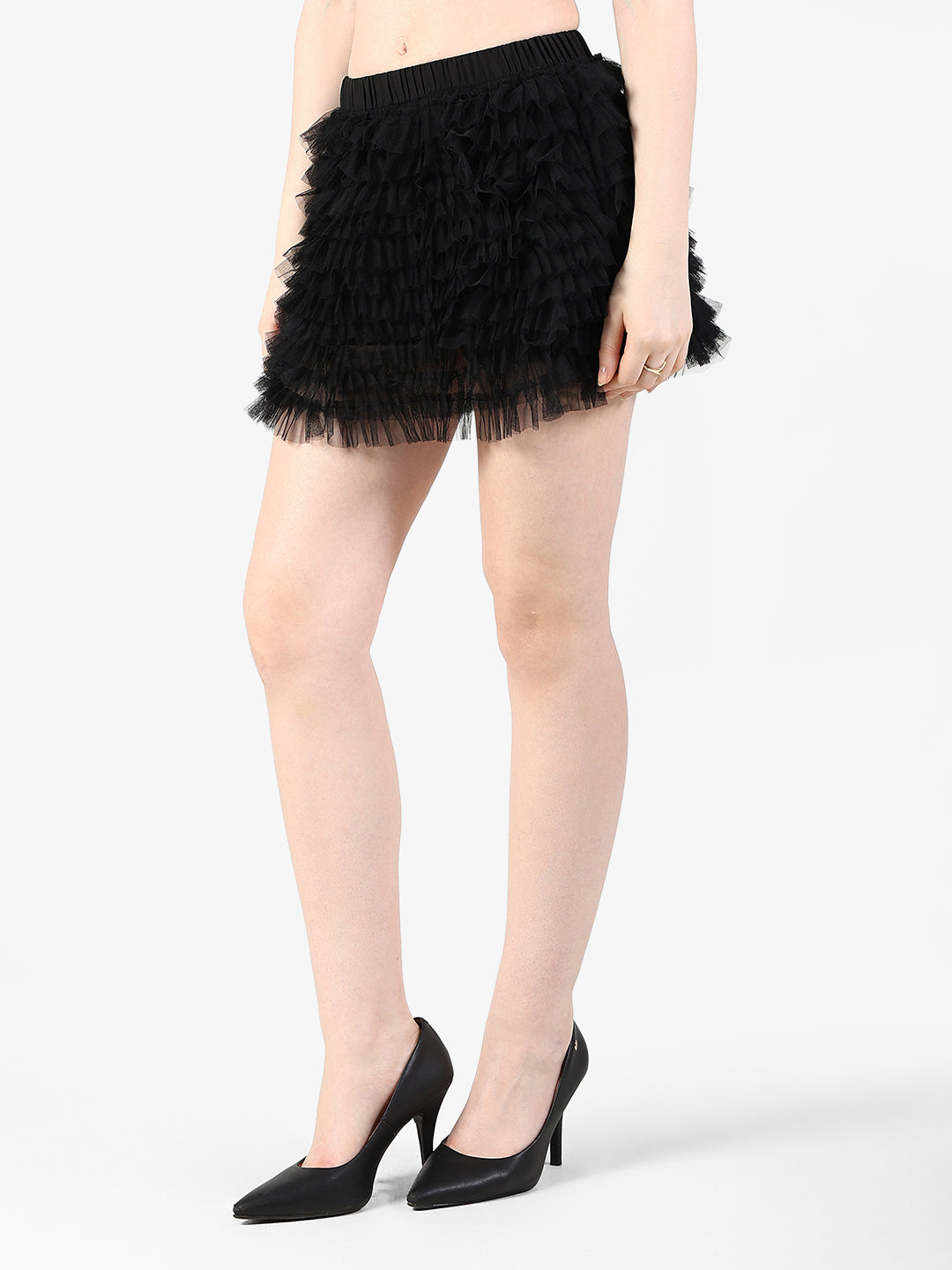 Women's Layered Black Tulle Mini Skort