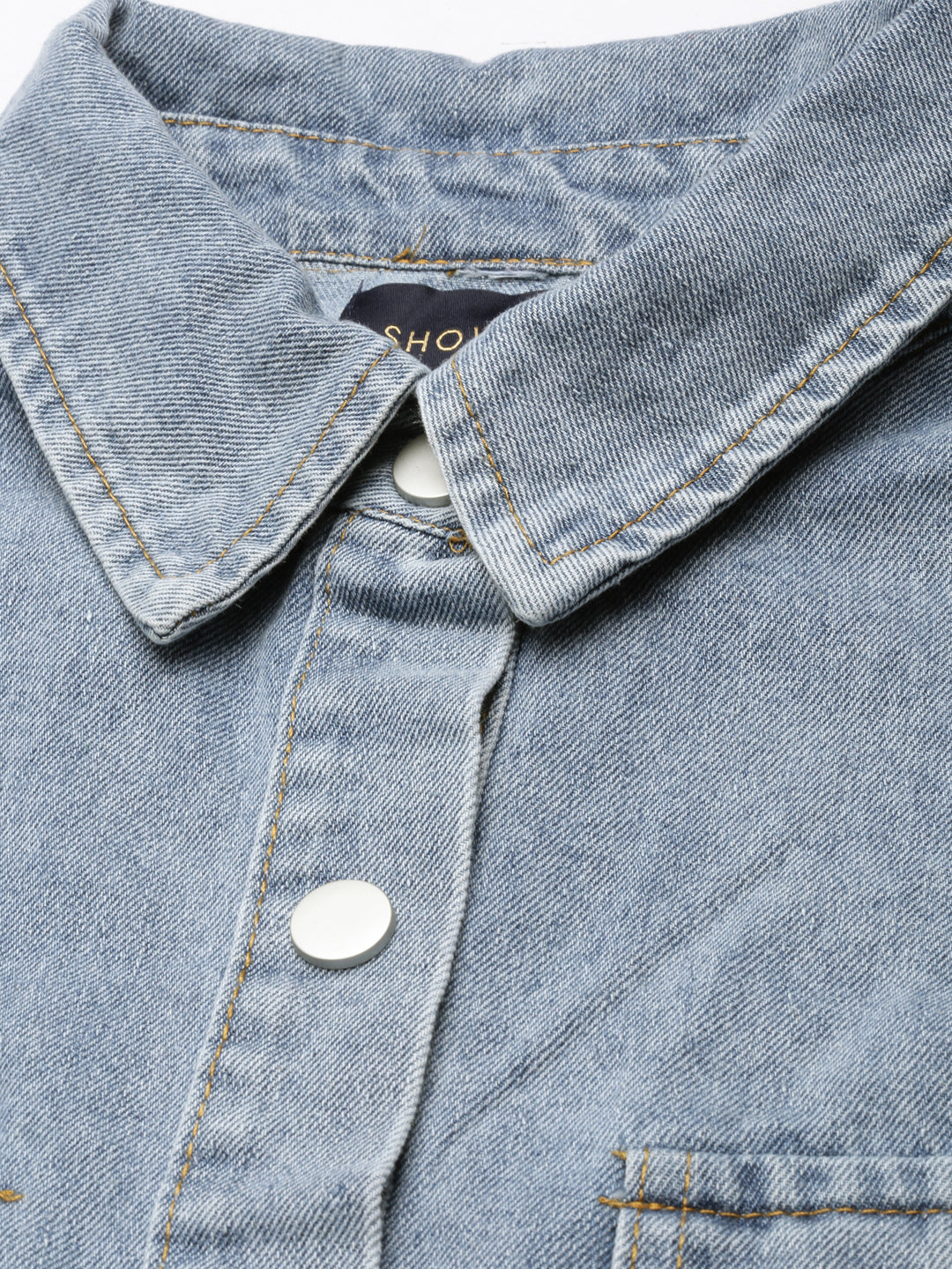 Women's Blue Solid Denim Jacket