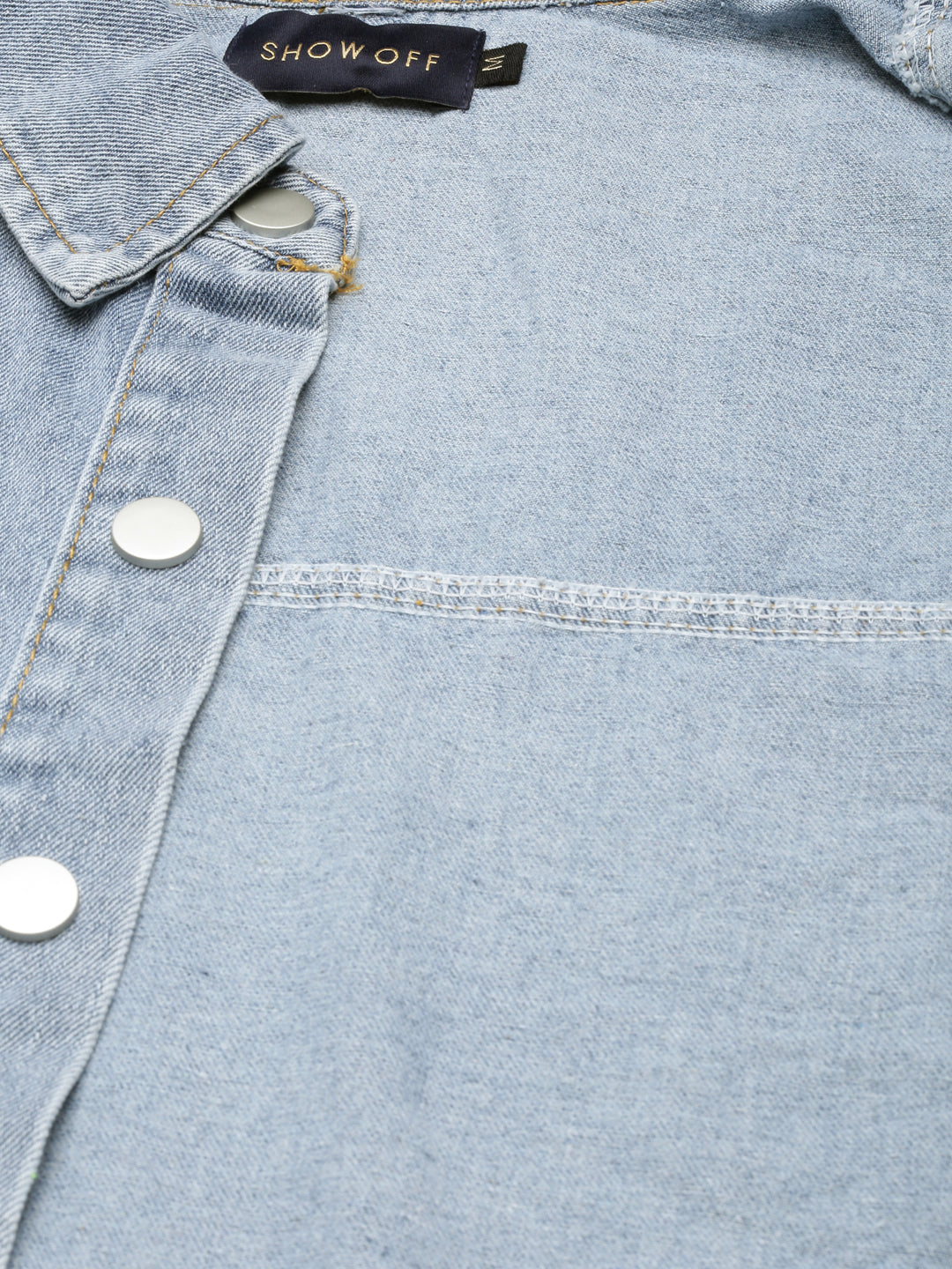 Women's Blue Solid Denim Jacket