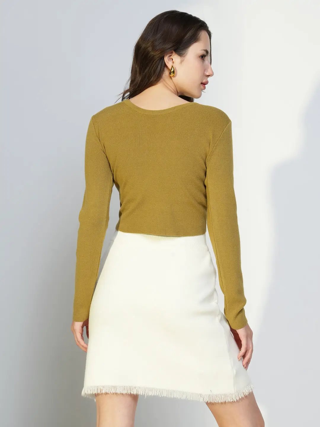 Women's Olive Boat Neck Crop Top - from SHOWOFFFF