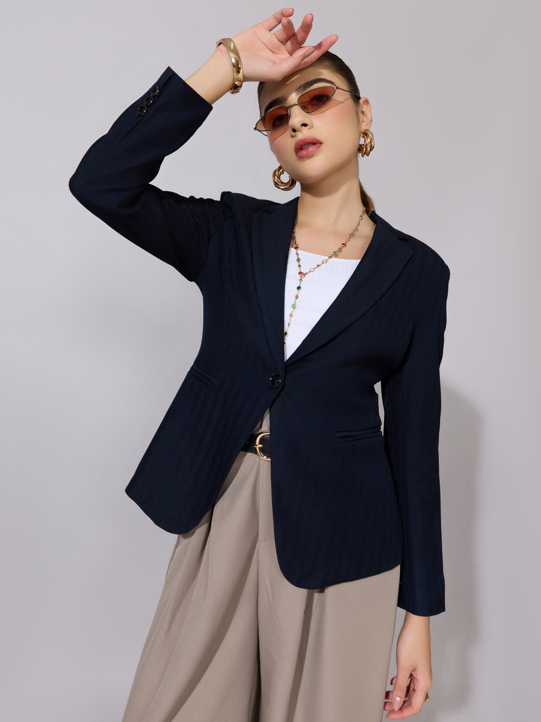 Women's Blue Tailored Single Breasted Blazer