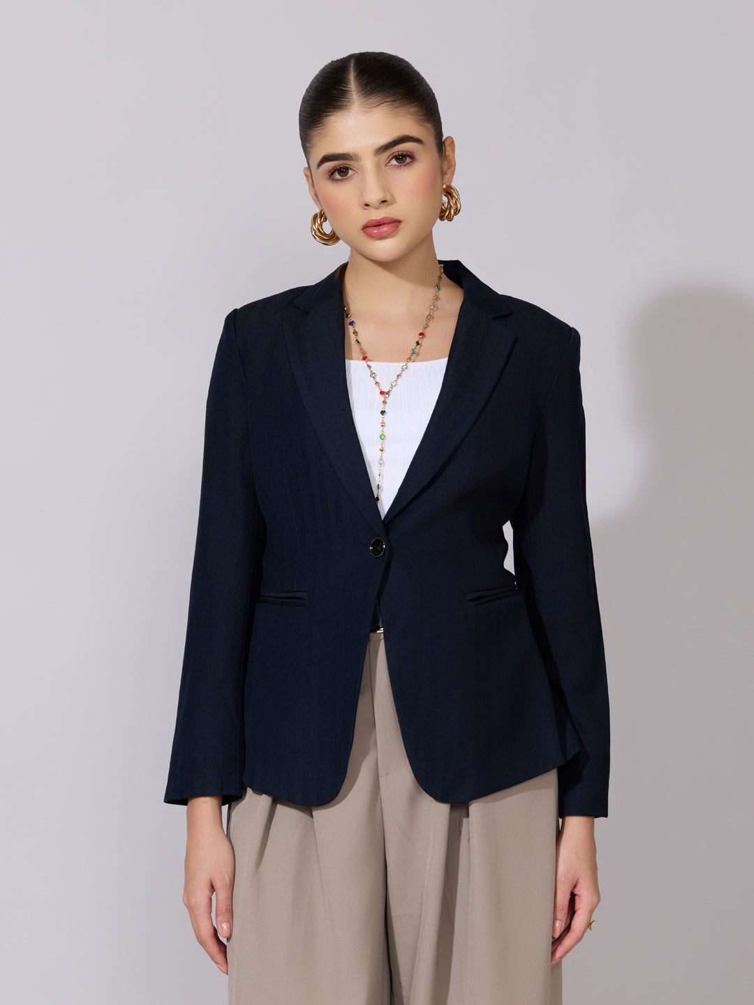 Women's Blue Tailored Single Breasted Blazer