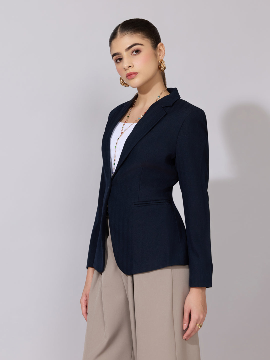 Women's Blue Tailored Single Breasted Blazer