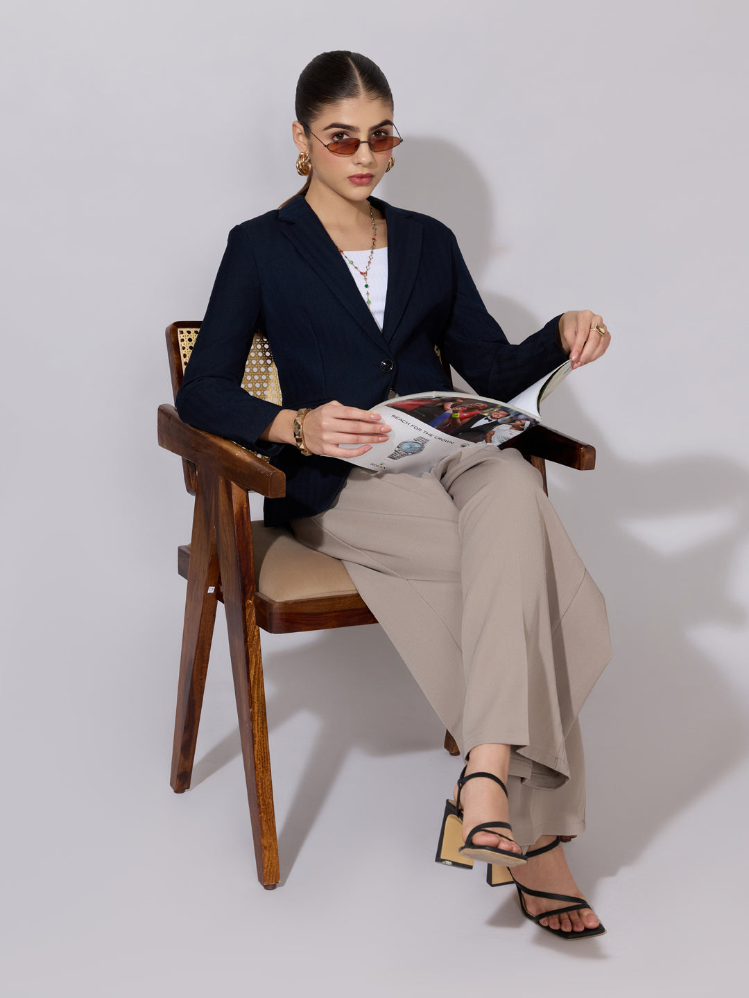 Women's Blue Tailored Single Breasted Blazer