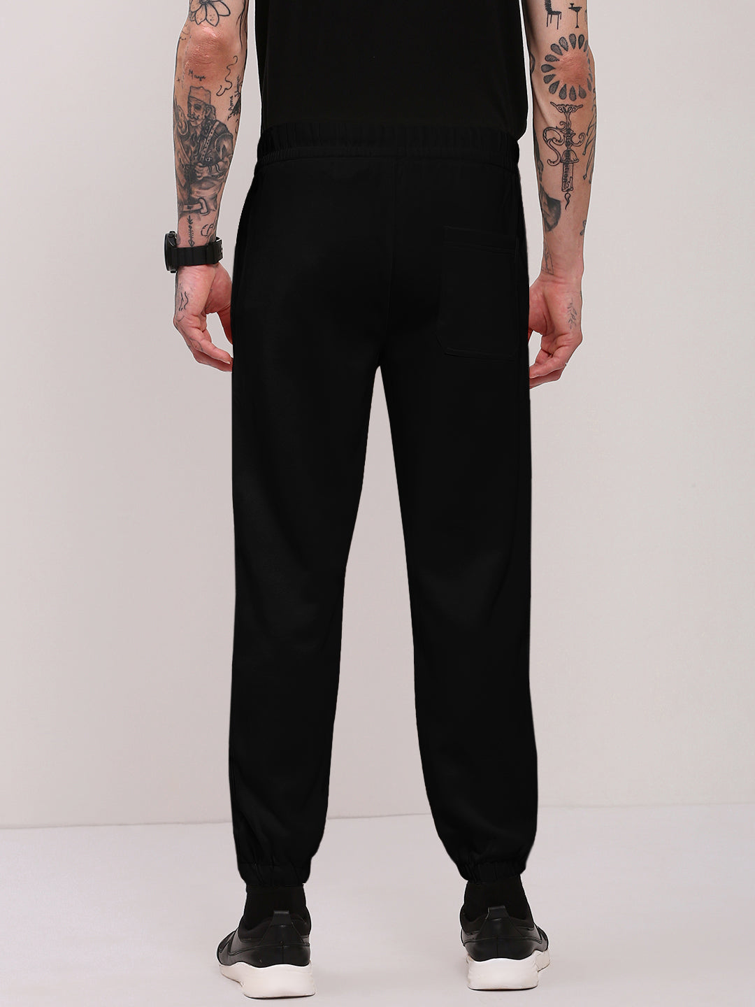 Men's Black Cotton Jogger with Contrast Drawcord