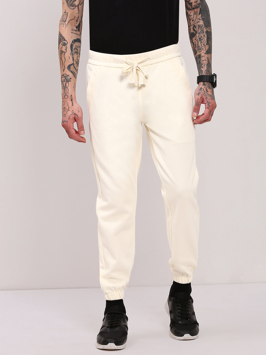 Men Cream Solid Jogger