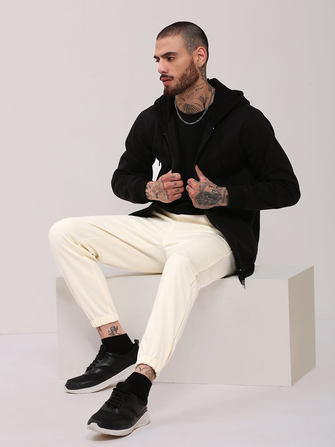 Men Cream Solid Jogger