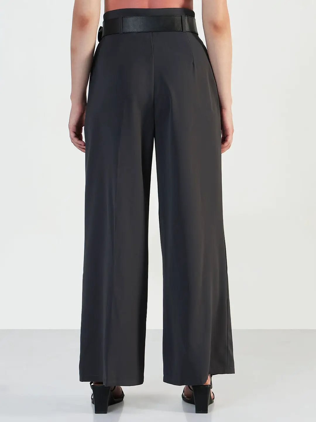 Women's Grey Straight Fit Korean Pants with Belt - from SHOWOFFFF