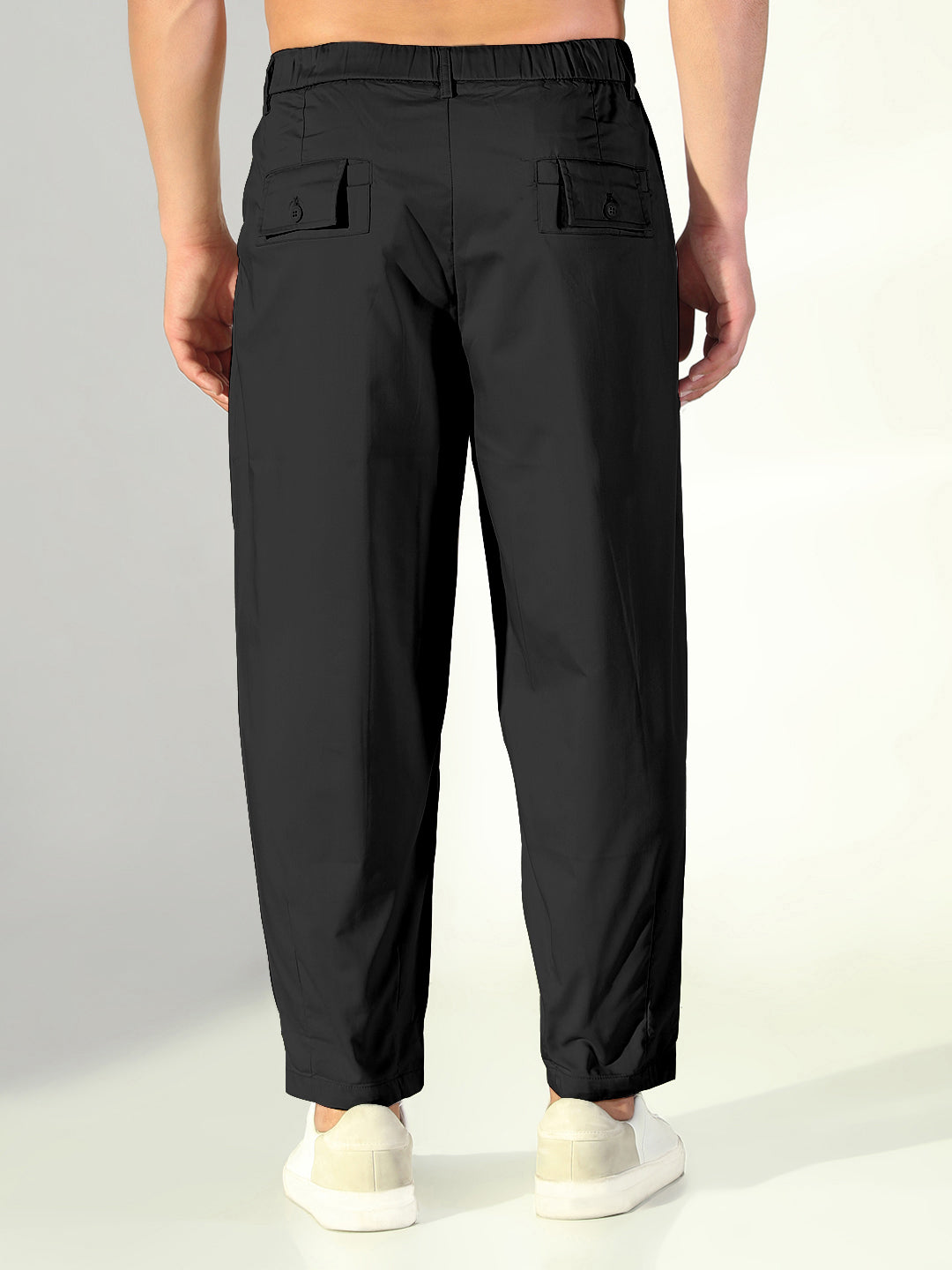Men's Black Relaxed Fit Korean Trouser