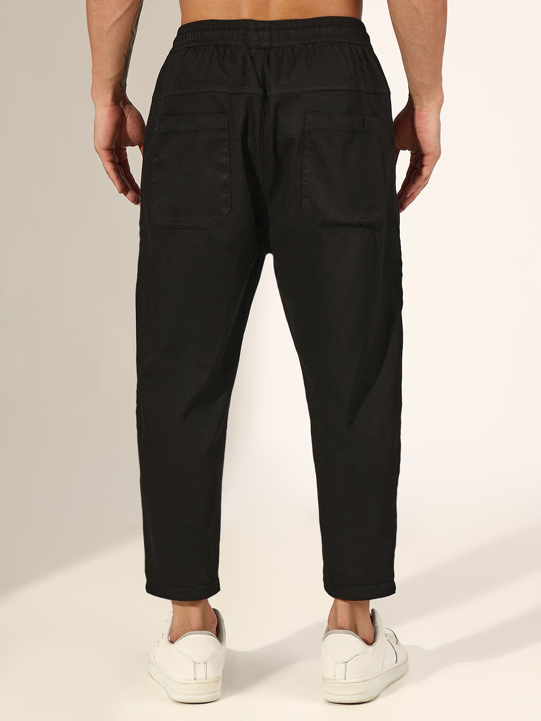 Men's Distressed Black Relaxed Fit Trousers