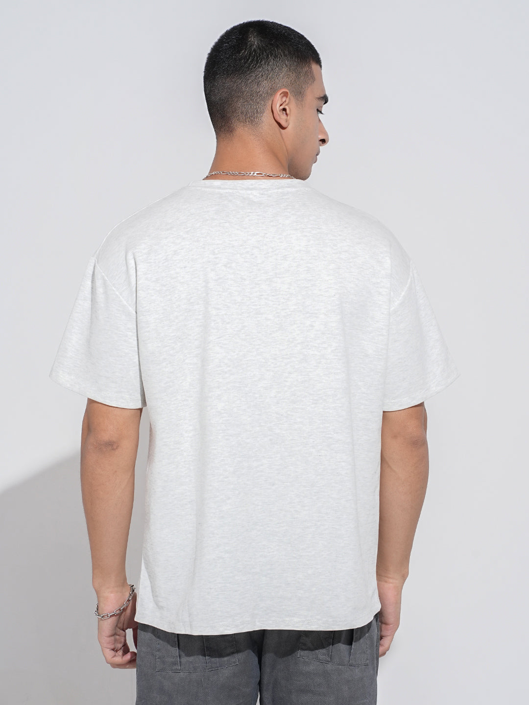 Men's Typography Print Grey Short Sleeves Round Neck Relaxed Fit T-Shirt