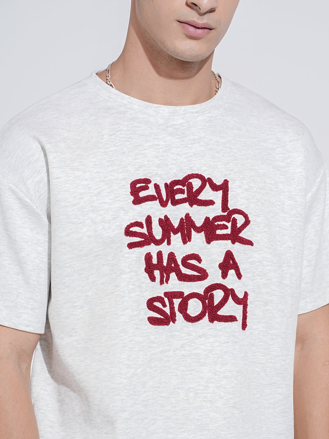 Men's Typography Print Grey Short Sleeves Round Neck Relaxed Fit T-Shirt