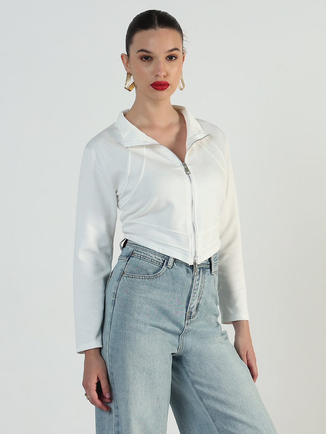 Women's White High-Low Short Top