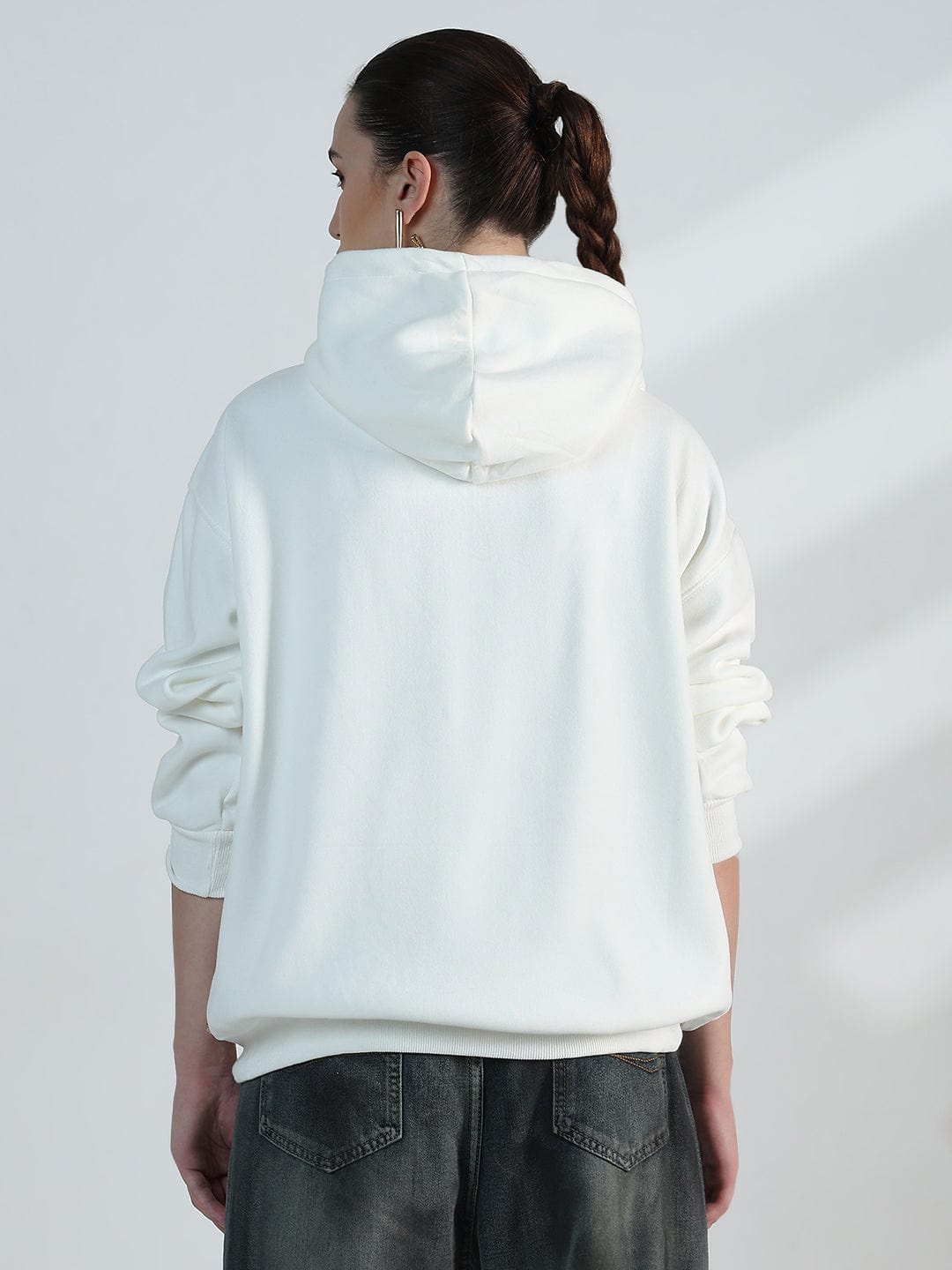 Women's Typography White Oversized Hoodie