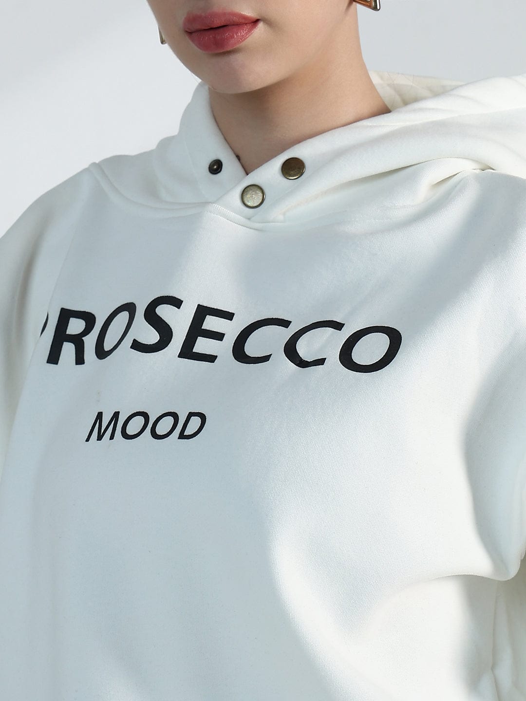 Women's Typography White Oversized Hoodie