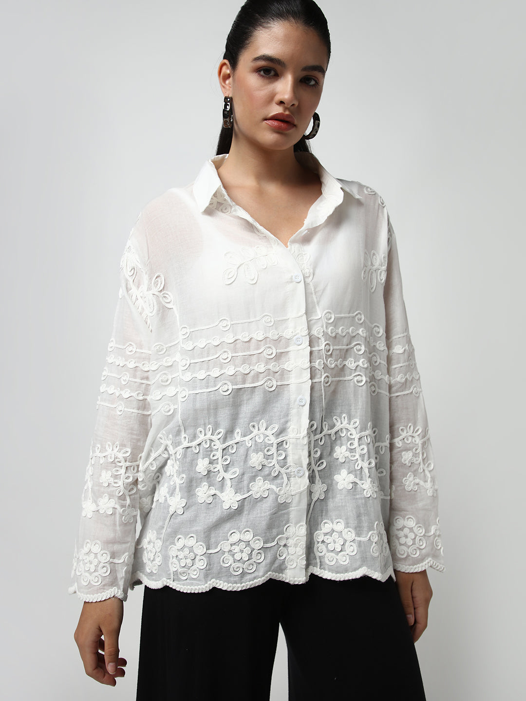 Women White Solid Shirt