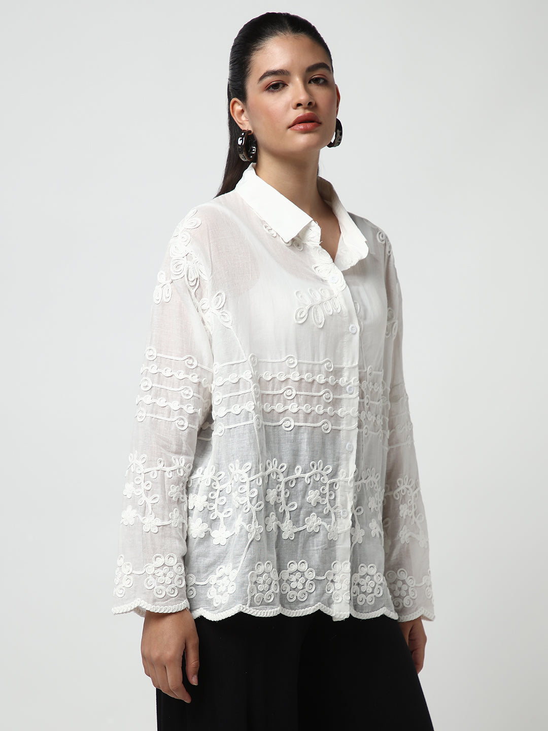 Women White Solid Shirt