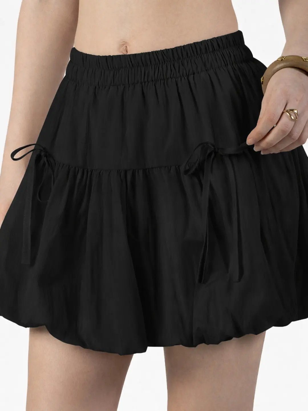 Women's Black Layered Ruffle Mini Skort