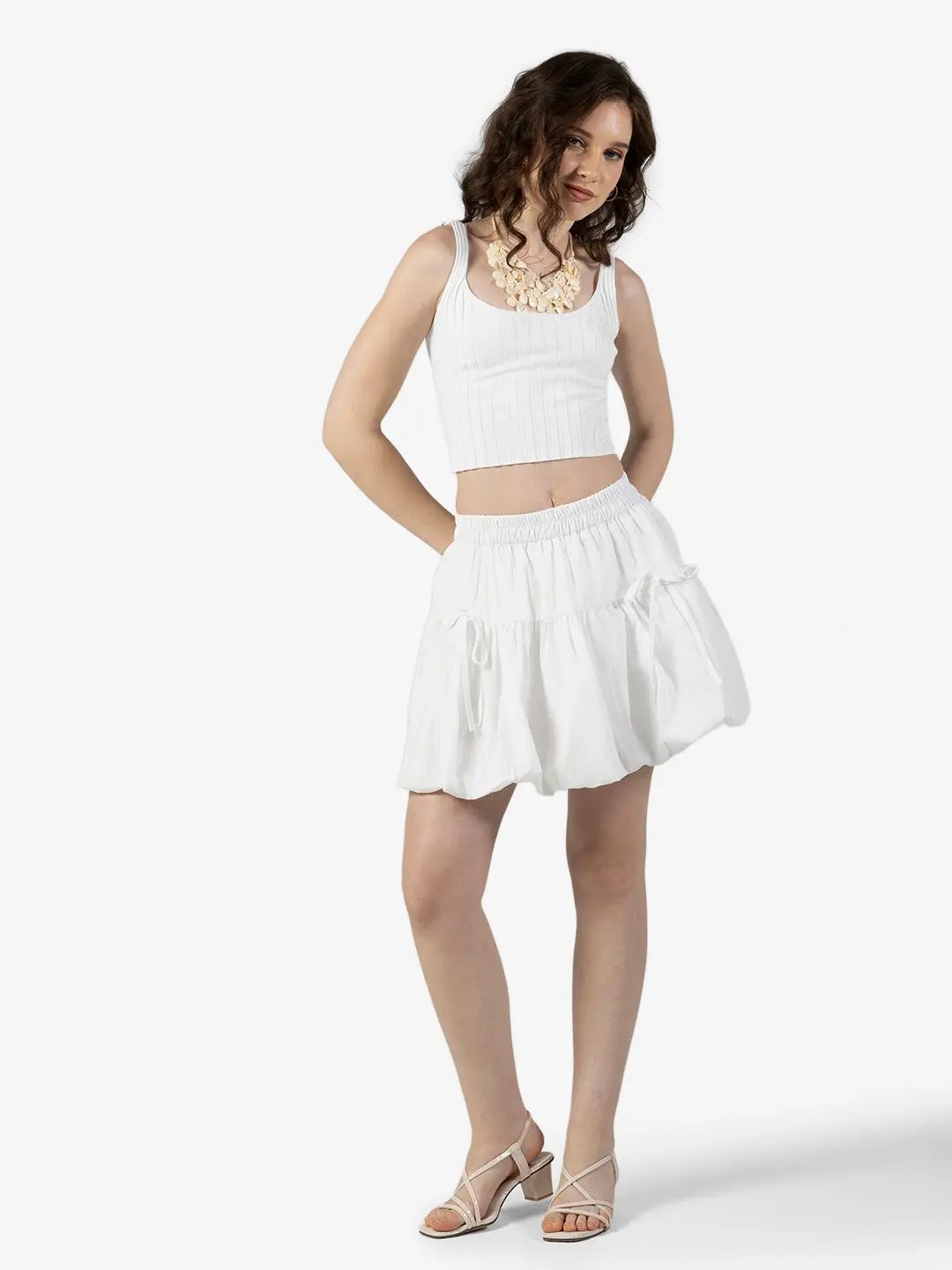 Women's White Layered Ruffle Mini Skort - from SHOWOFFFF