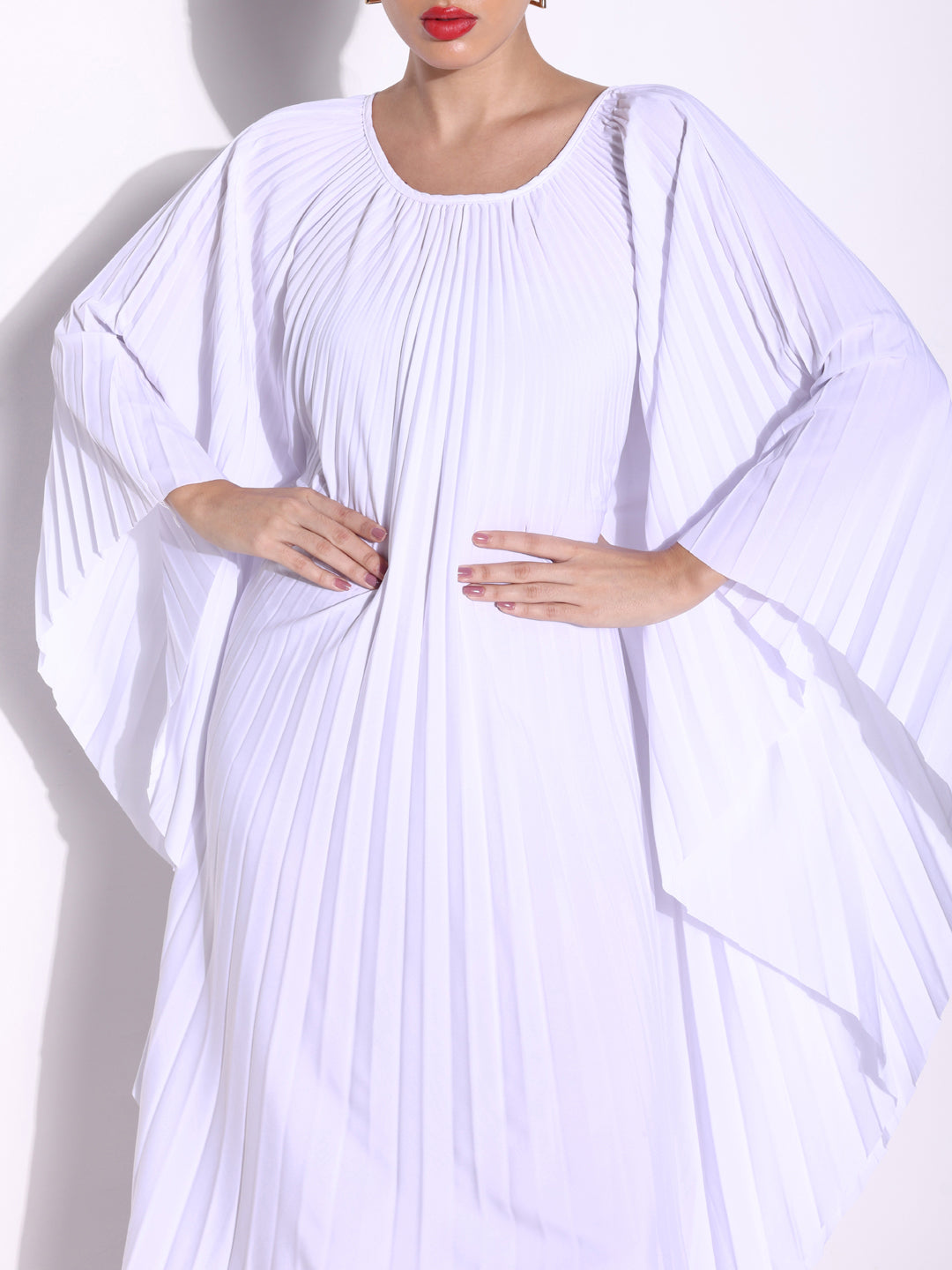 Women Solid White Kaftan Dress