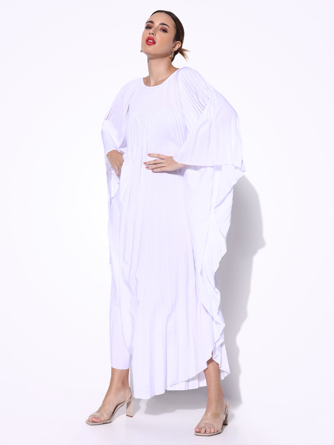 Women Solid White Kaftan Dress