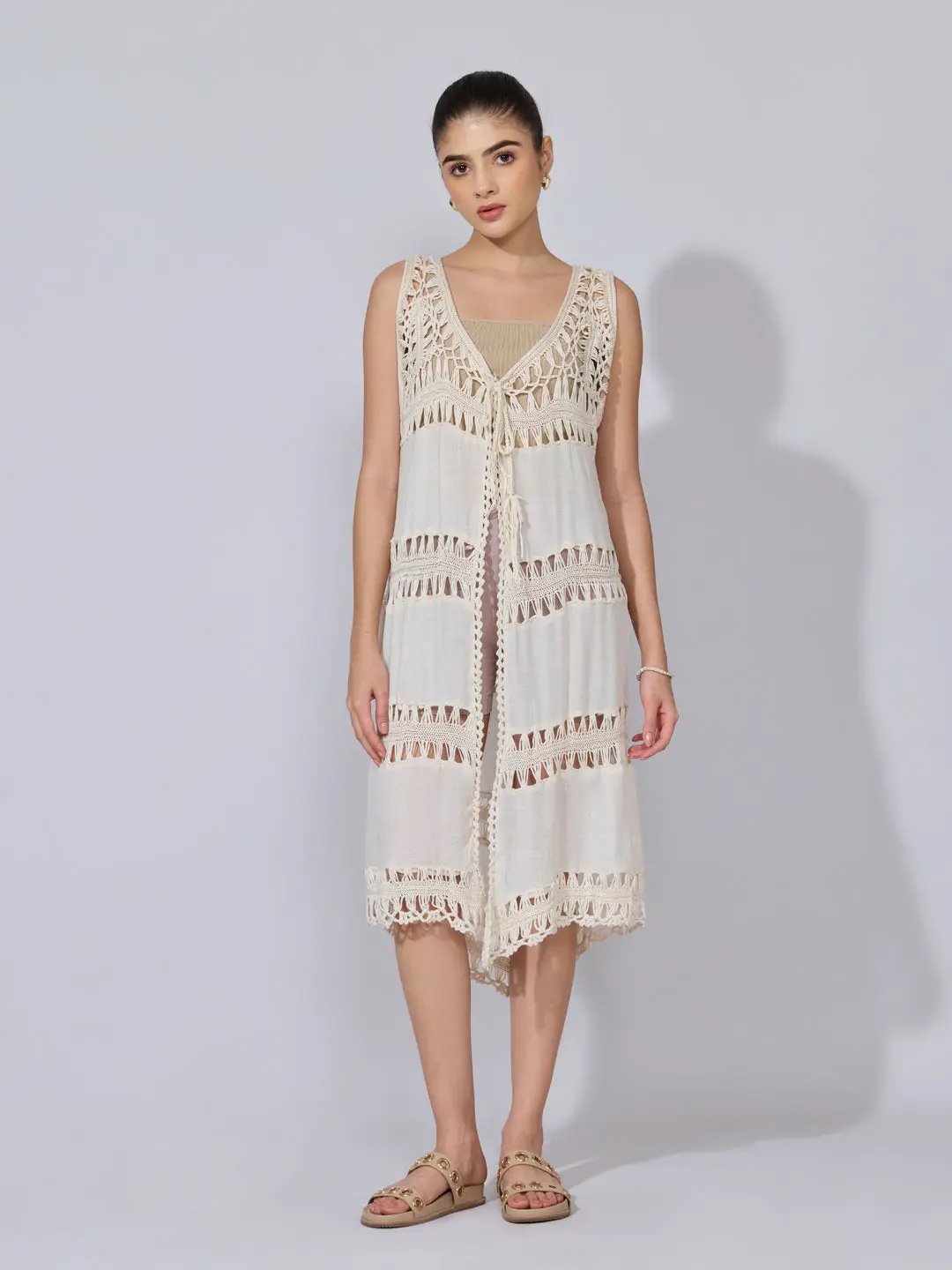cream shrug for dresses Hypnotised Cream Lace Shrug and Top Set - US 14
