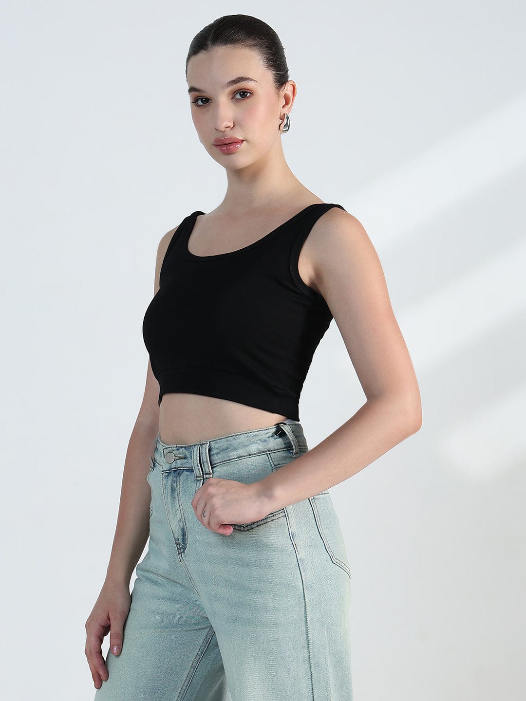 Women's White Zip up Cropped Sweatshirt with Tank Top