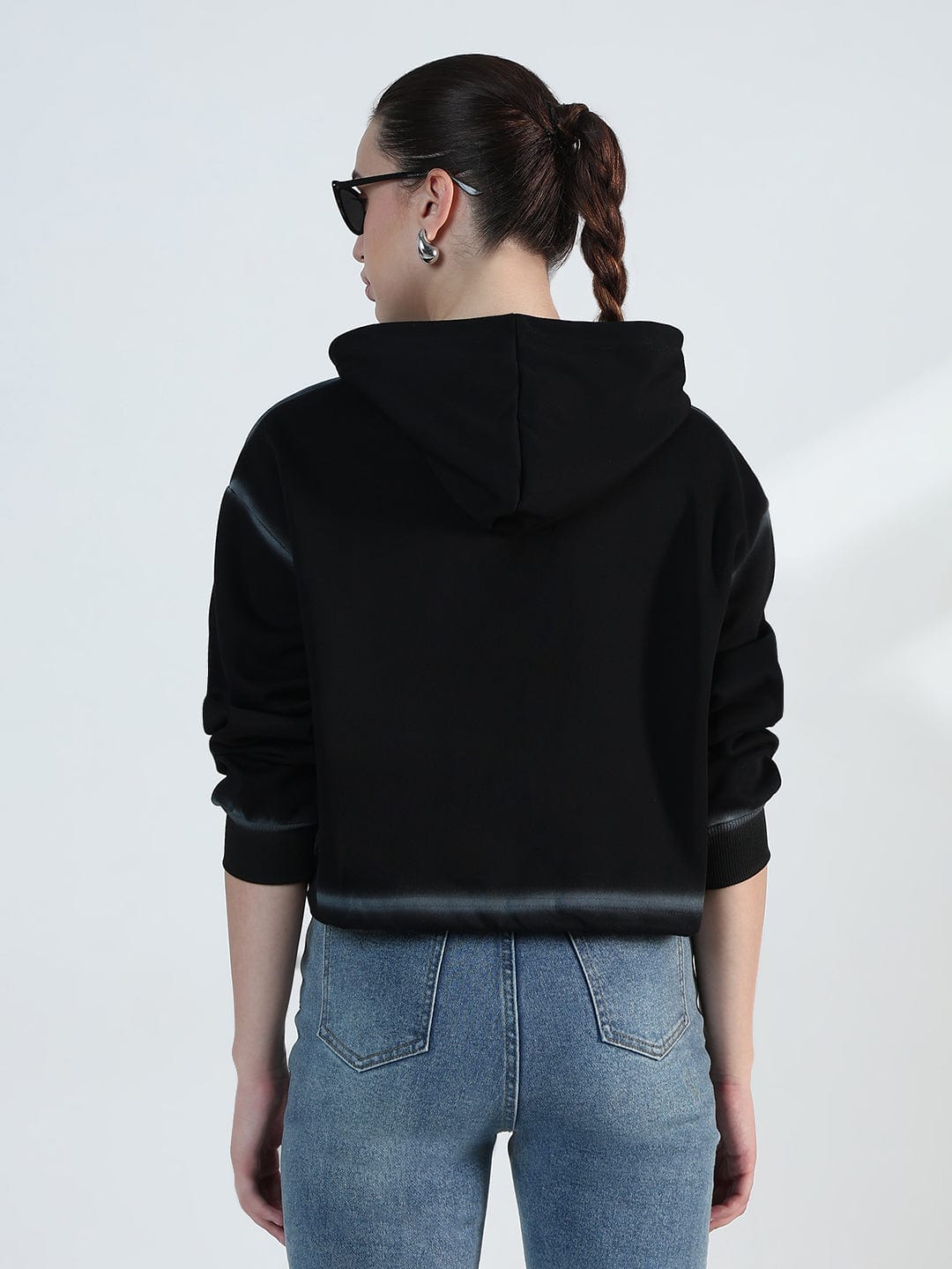 Women's Black Oversized Hooded Sweatshirt
