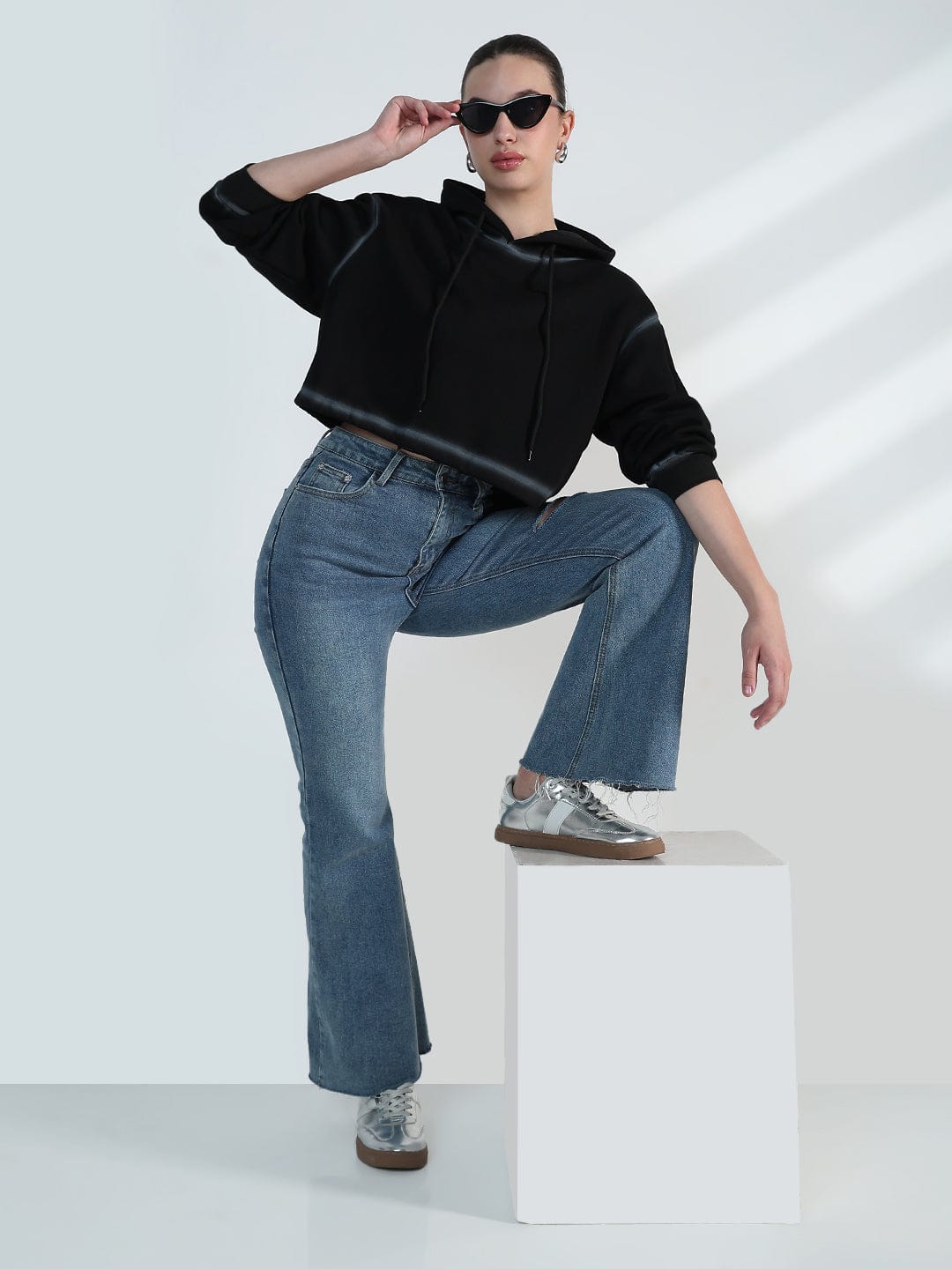 Women's Black Oversized Hooded Sweatshirt