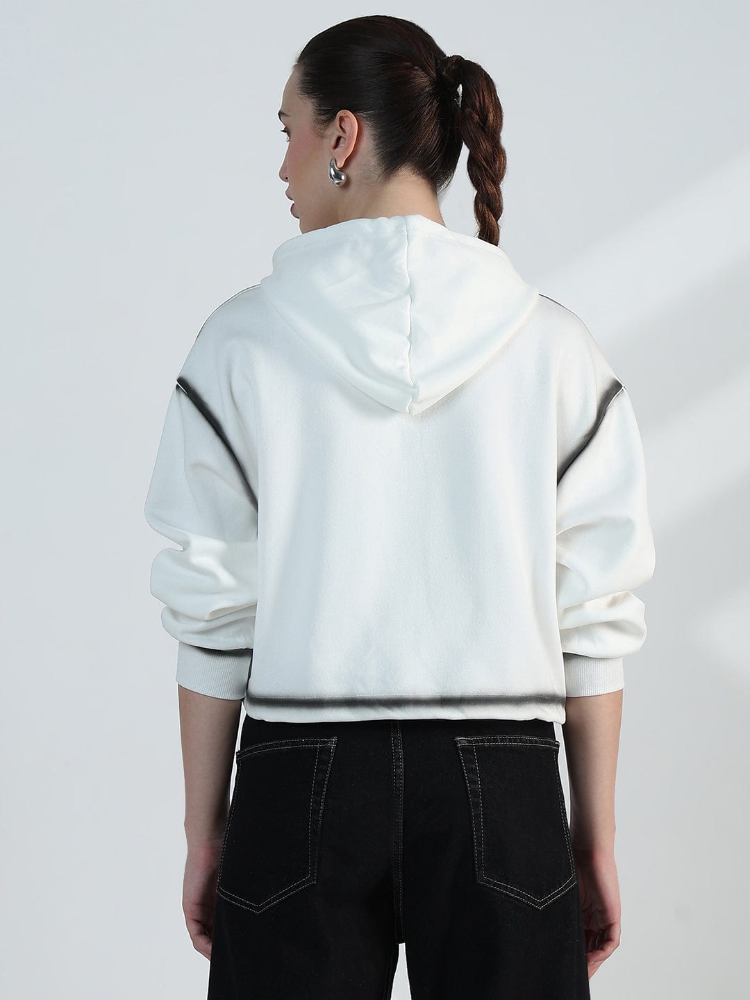 Women's White Oversized Hooded Sweatshirt