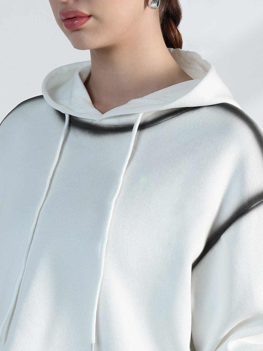 Women's White Oversized Hooded Sweatshirt
