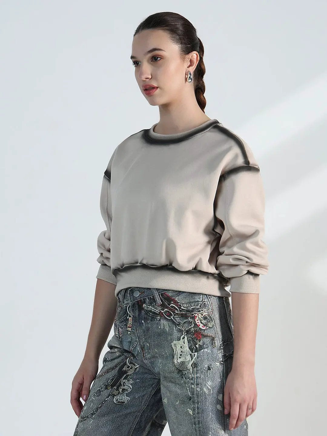 Women's Beige Oversized Short Top - Uncategorized from SHOWOFFFF